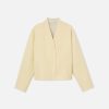 Lafayette 148 New York Jackets & Blazers | Wool-Silk Double Face Reversible Open Front Jacket Custard/Soy
