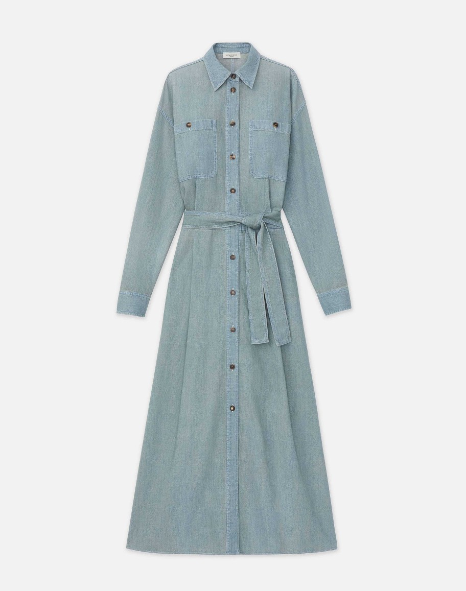 Lafayette 148 New York Dresses | Organic Cotton Chambray Shirtdress Sunkissed