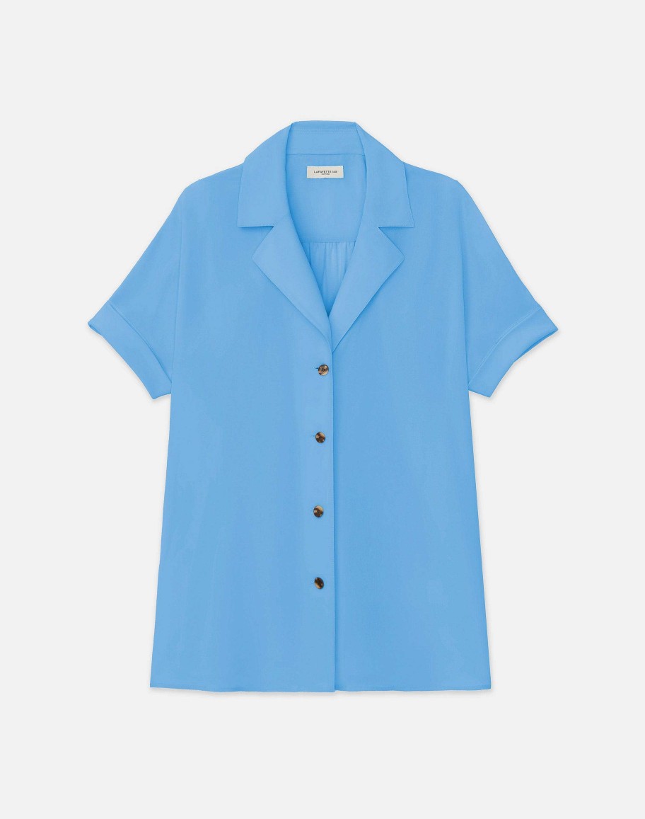Lafayette 148 New York Blouses & Shirts | Sandwashed Silk Notch Collar Blouse Eucalyptus
