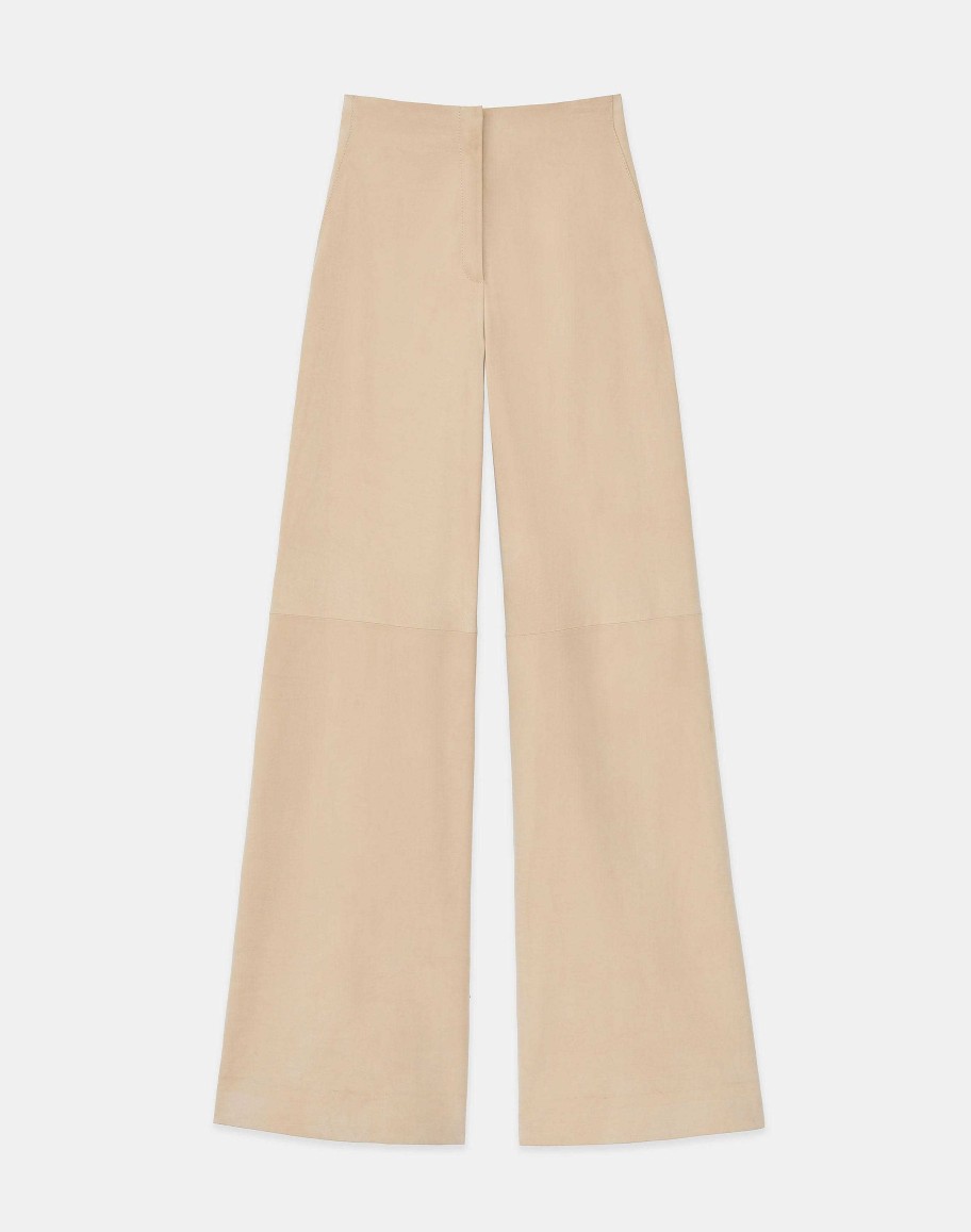 Lafayette 148 New York Pants & Shorts | Paperfine Suede Thames Wide Leg Pant Dune