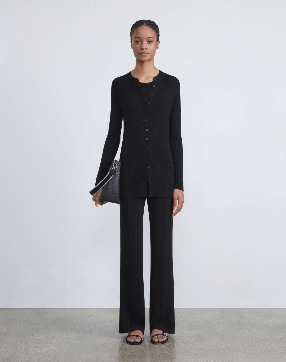 Lafayette 148 New York Sweaters & Knits | Finespun Voile Ribbed Cap Sleeve Top Golden Medallion