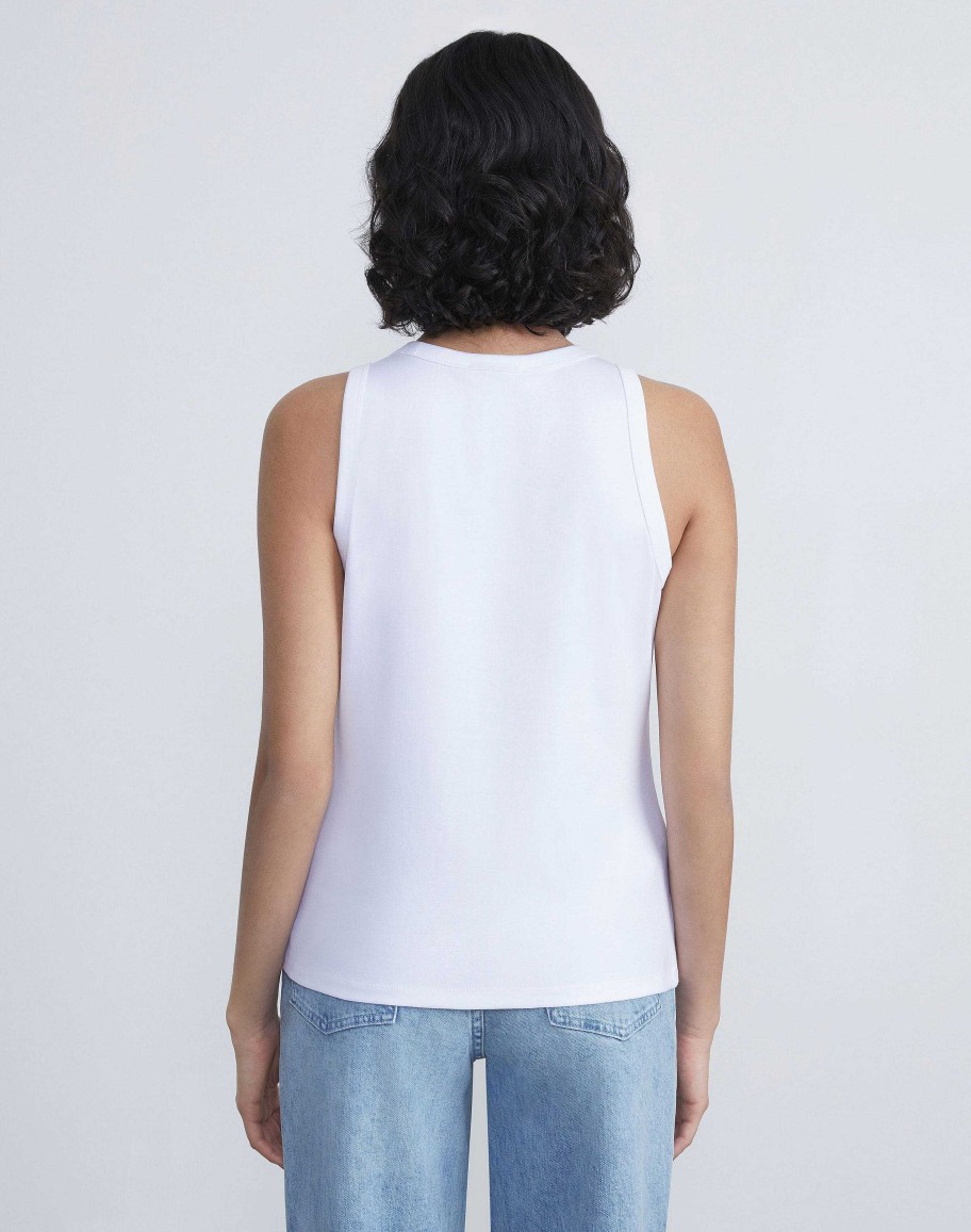 Lafayette 148 New York Tops & Tees | Cotton Rib Racerback Tank White