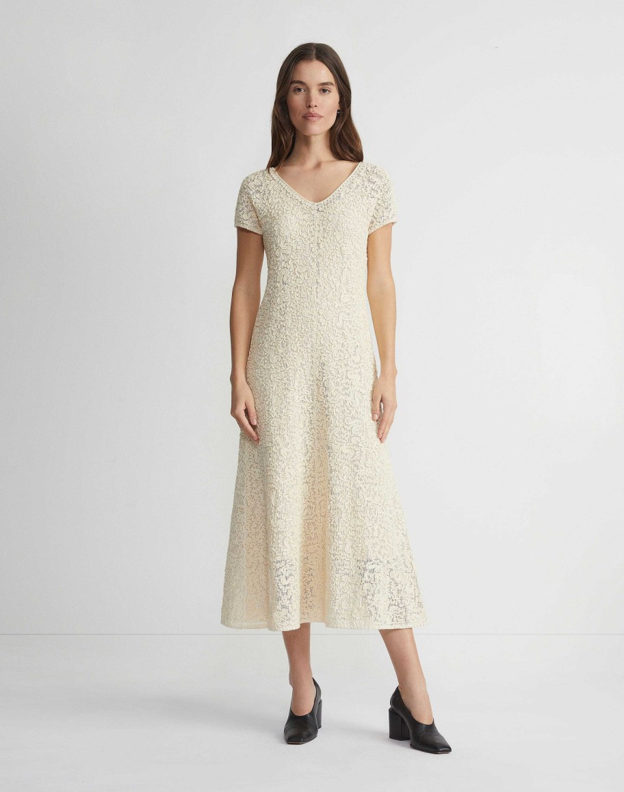 Lafayette 148 New York Dresses | Soutache Embroidered Cotton Dress Creme Fraiche