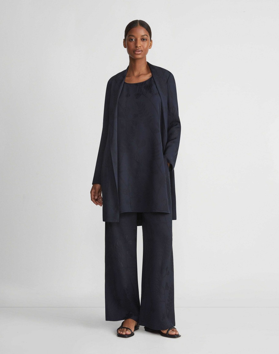 Lafayette 148 New York Pants & Shorts | Flora Bloom Cloqu Jacquard Viscose Riverside Pant Navy