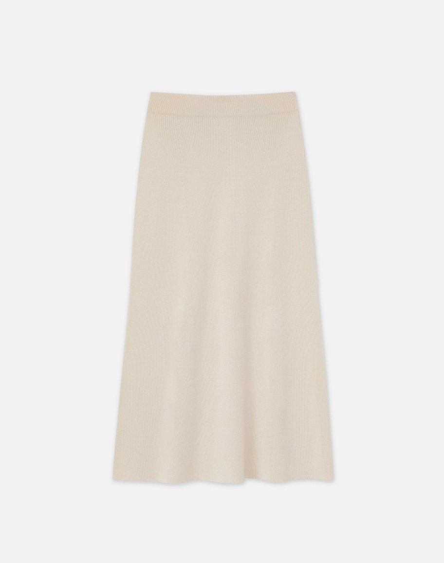 Lafayette 148 New York Skirts | Mercerized Cotton Ribbed Skirt Pebble