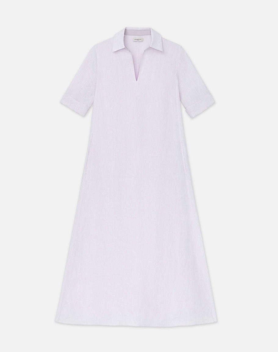 Lafayette 148 New York Dresses | Organic Linen Short Sleeve Popover Dress Dried Blossom Melange