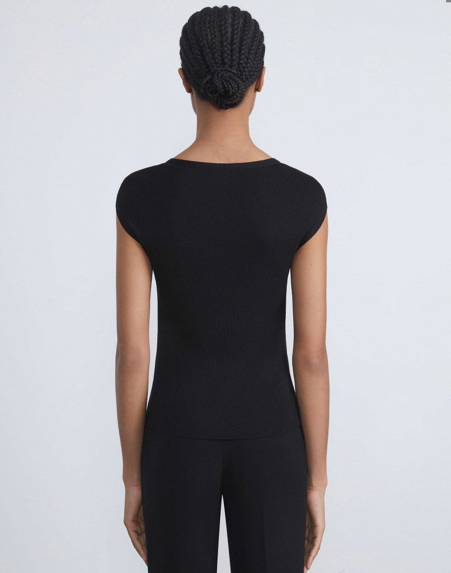 Lafayette 148 New York Sweaters & Knits | Finespun Voile Ribbed Cap Sleeve Top Golden Medallion