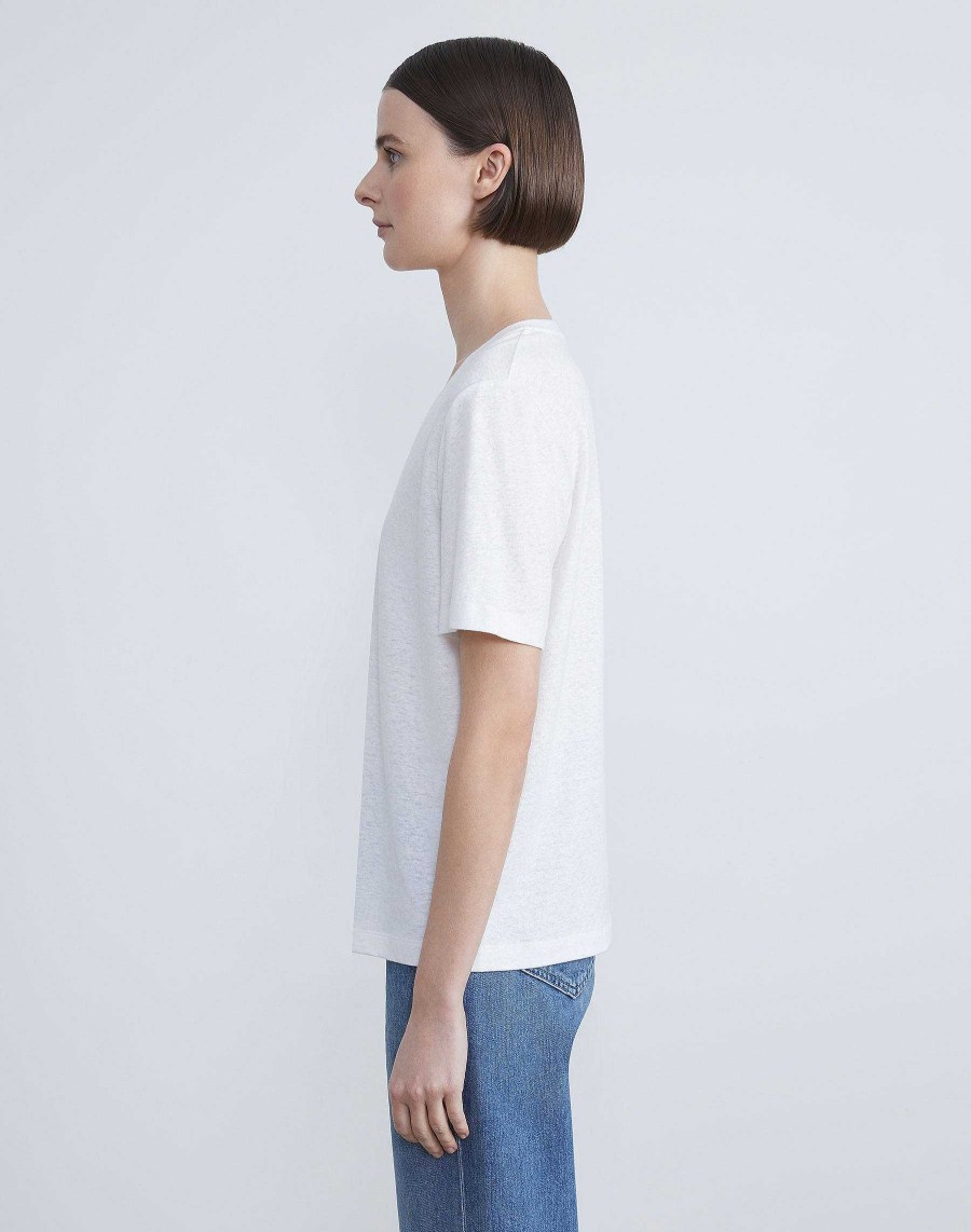Lafayette 148 New York Tops & Tees | Linen-Cotton Jersey V-Neck Tee Taupe