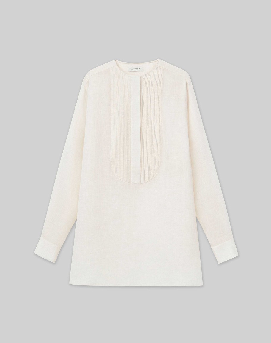 Lafayette 148 New York Blouses & Shirts | Sustainable Gemma Cloth Voile Pintuck Popover Blouse Pebble